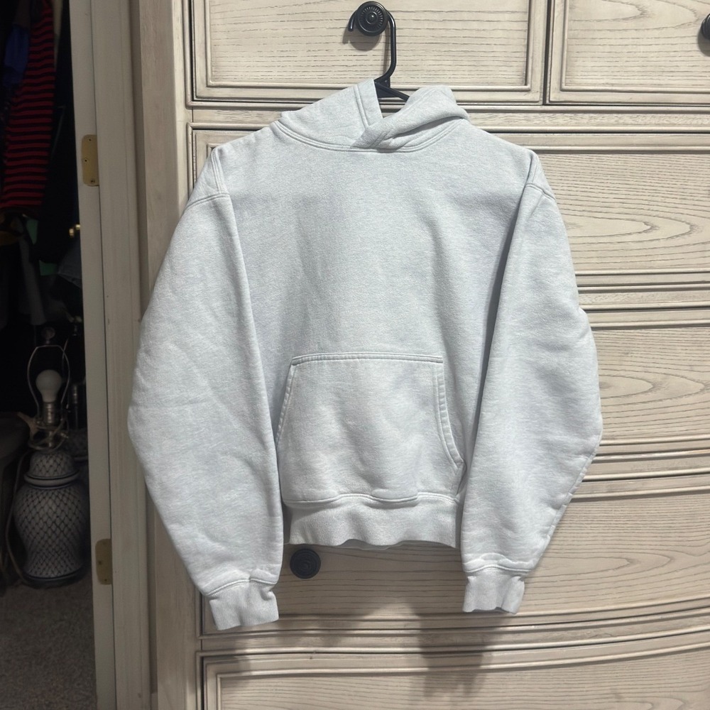 Aritzia Tna Cozy Fleece Perfect Hoodie Light Heather Grey Small XS Fit